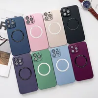 0.8MM Ultrathin Hard PC Plastic Cases For Iphone 14 Plus 13 12 11 Pro Max Camera Lens Protector Magnetic Fine Hole Fashion Luxury Cell Smart Phone Back Cover Skin