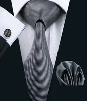 Classic Black Mens Tie Hankerchief Cufflinks Set Jacquard Woven Mens Necktie Set Business Work Formal Meeting Leisure N09244125799