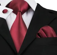 Solid Bourgondy stropdas voor mannen Jacquard geweven zijden stropdas hanky manchetknopen zakenpartij formele bijeenkomst 85 cm breedte stroptie n04307436618