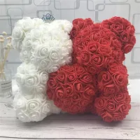 25CM Love Heart Rose couple Bear Artificial Flowers Soap Foam Rose Flower Panda Christmas Gifts for Women Valentine&#039;s Day Gif305u