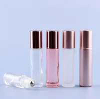 5ml 10ml Roll On Perfume Bottle Rose Gold Glass Metal Roller Ball Essential Oil Fragrance Container