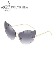 Luxury Women Brand Designer Cat Eye Sunglasses UV400 Coating Mirrorr Lens Summer Fashion Style Frameless Sun Glasses With Case4003710