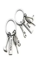 50pcslot New Stainless Steel Dad Tools Keychain Grandpa Hammer Screwdriver Keyring Father Day Gifts11049901