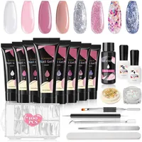 Nail Art Kits Poly-gel Gel 8 Colors Poly Kit Acrylic Builder-Gel For Starter Or Professional With Base And Top Coat Slip