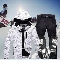 Kayak ceketleri kalın sıcak kayak takım elbise kadınlar kış rüzgar geçirmez su geçirmez eldiven snowboard ceket pantolon seti erkek artı boyut 3xl 221203