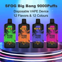 Nowy oryginalny jednorazowy Vape SFOG Big Bang 9000 Puffs Cewka z siatki 12 Smaki E papieros 18 ml kapsułki Vapes Box 12 Colour