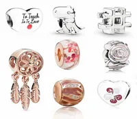 Memnon Jewelry 925 Sterling Silver Dreamcatcher Charm Hashtag Symbol Charms Dinosaurier Perlen rosa Pfirsich Bl￼te Blume Herz Bead FI8478527