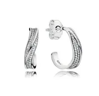 925 Sterling Silver CZ Diamond Earrings with Retail Box Fashion Waves Eys Ear Hook Acoring for Women Girls Gift Jewelry Earri9453326