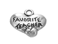 Enseignant favori vintage en ligne en ligne estampillé sur les charmes de forme de cœur avec une pomme élevée pour le professeur039 Journée AAC1474441442