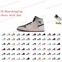 Chrome Wings Laser Pink Basketball Shoes Toe Grey Aqua 1 1S Bred Unc Cactus Black Paris o Pink Easter designer bags