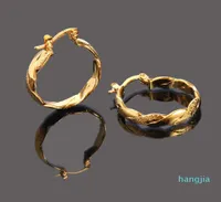 22K 23K 24K Thai Baht FINE YELLOW GOLD GP EARRINGS Hoop E India Jewelry Brincos Top Quality Wave5133685