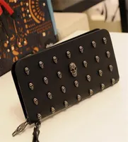 2017 Women Wallets Metal Skull Wallet Card Purse Leather Wristlet Portefeuille Handbags Carteira Feminina7287328