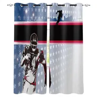 Curtain American Stars Passion Helmet Illustration Sport Ink Curtains Drapes For Living Room Bedroom Kitchen Blinds Window