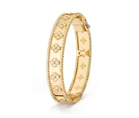 Charm Bracelets Signature bracelet vanclee Four-leaf clover Star kaleidoscope three-color Gold bracelet for womens Girls Valentine&#039;s Jewelry bijoux cjewelers-1