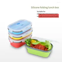 Dinnerware Sets Creative Silicone Folding Lunch Box Retractable Environmentally Friendly Vacuum Seal Picnic Bento Refrigerator Crisper