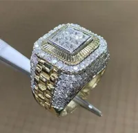 WholeHigh Quality Micro Pave CZ Stone Huge Gold Rings For Men Women Luxury White Zircon Engagement Jewelry Masculine Hip Hop9341931