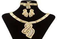 Fashion Gold Jewelry Nigerian Crystal Necklace Hoop Earrings Women Italian Bridal Jewelry Sets Wedding Accessories9692356