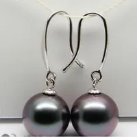 Dangle Earrings Charming 10-11mm Tahitian Round Bacl Red Pearl Earring 925s