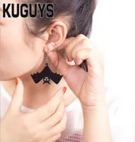 KUGUYS Fashion Acrylic Jewelry Custom Women Acryl Black Bat Drop Earrings Punk Jewelrys Large Dangle Earring for Womens Halloween 4386771