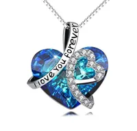 Heart Blue bridal jewelry Zircon Pendant Affordable Diamond Necklace For Wedding Cheap wedding necklace pendants 2020 Chain1108793
