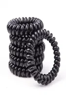 5cm Black Color Telephone Wire Cord Hair Tie Girls Kids Elastic Hairband Ring Rope Bracelet Stretchy5529832
