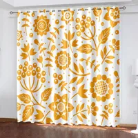 Curtain Custom Curtains Yellow Abstract Pattern On White Background Luxury Blackout 3D Window For Living Room Office Bedroom