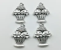 100pcsLot Ice Cream Alloy Charms Pendant Retro Jewelry DIY Keychain Ancient Silver Pendant For Bracelet Earrings Necklace 2718mm8282345