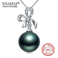 Yhamni Real Natural Freshwater Black Pearl Anh￤nger Halskette 925 Sterling Silber Butterflie￟ Halskette Hochzeit Schmuck f￼r Frauen NG066658328