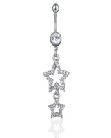 D0711 Double Stars Belly Dear Button Ring Clear Color 14Ga 10mm Length9133534
