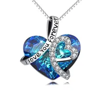 Heart Blue bridal jewelry Zircon Pendant Affordable Diamond Necklace For Wedding Cheap wedding necklace pendants 2020 Chain2227431