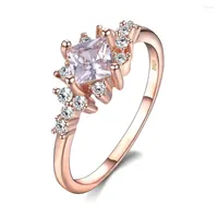 Cluster Rings Design Romantic Rose Gold Spinel Wedding For Women Solid Finger Ring Anniversary Engagement Party Jewelry