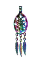 10pcslot Rainbow Color Dream Catcher Flower Dangle Leaf Beads Cage Locket Pendant Diffuser Aromatherapy Perfume Essential Oils Di7379772