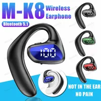M-K8 Wireless Earphones HIFI Sound Sport Ear Hook Bluetooth Earbuds Single Headphone Waterproof Headset With Led Digital Display