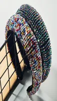 Baroque Luxury Full Colorful Crystal Hair Band Bling Beaded Thick Sponge Headband for Woman Wide Hair Hoop Brida Wedding Hair Acce4441017
