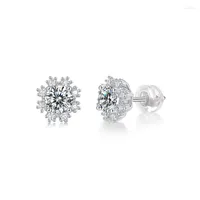 Boucles d'oreilles Snowflake HQD Moissine pour les femmes Engagement de mariage 925 Gift Fine bijoux en argent sterling Piercing Gift