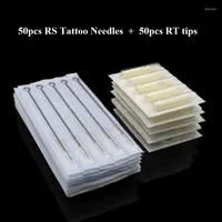 Tattoo Needles 50Pcs 3RS 5RS 7RS 9RS 11RS Size 3 5 7 9 11RT White Disposable Tips Kit