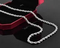KASANIER 4MM width 16inch24inch Silver Rope Chains Necklace silver fashion jewelry high quality 7722705
