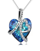 Heart Blue bridal jewelry Zircon Pendant Affordable Diamond Necklace For Wedding Cheap wedding necklace pendants 2020 Chain4370735