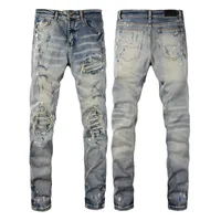 2022 latest listing skinny jeans for mens ripped big holes red Motorcycle Biker Denim pants Embroidery Men fashion Designer Hip Hop Size 28-40