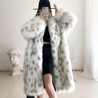 Moda Mulher Winter Coats Faux Fox Fur Coat Lady Lady Casual Snow Leopard Jaqueta de pele Feminina Feminina Grosta Cruz de roupas de pelúcia