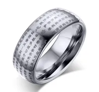 wedding ring Engraved Chinese Buddhist Character Tungsten carbide Ring for Men and woman Religions Lucky Jewelry5635469