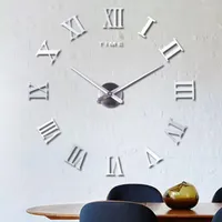 Wall Clocks Modern Style Still Life DIY Digital Stickers Home Living Room Decoration Mirror Effect Roman Numeral Big Watch Clock