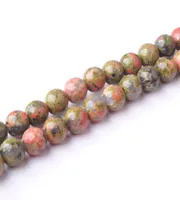 Wojiaer Natural Gem Stone Unakite Jasper Round Ball Beads 6 8 10 12mm fit diy charm smycken g￶r tillbeh￶r 155 tum by9149749191