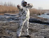 Hunting Jackets Winter Men039s Snow Bionic Camouflage Suit Waterproof Warm Fleece Outdoor Fishing Jacket Pants 2Pcs Sets Male2010921