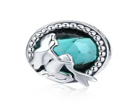 Gran crystal azul Mermaid Diy Charm Beads Fit European Snap Charm Pulsera 100 genuino 925 Sterling Silver9363763