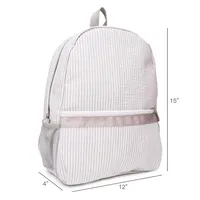 Designer-Gray Seersucker Backpack Whole Blanks Seersucker Cotton Fabric Zipper Closure Kids School Bag Soft Book Backpack DOM0300d