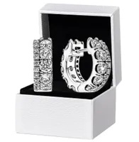 Women Mens Double Band Pave Hoop أقراط صندوق الهدايا الأصلي لـ Pandora Authentic 925 Sterling Silver Party Circle Encles3241976