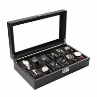 2018 12 Slots Carbon Fiber Jewelry Display Watch Box case Storage Holder High-Grade Black Large Caixa Para Relogio Saat kutusu2252