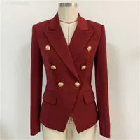 Women's Suits Blazers Top Quality White Women Slim Elegant Jacket Fitting Metal Lion Buttons Double Breasted Femme 220303g7bs