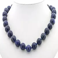 New Beautiful Natural 10mm Egyptian Lapis Lazuli Stone Clavicle Chain Necklace Woman Girl Christmas Wedding AAA